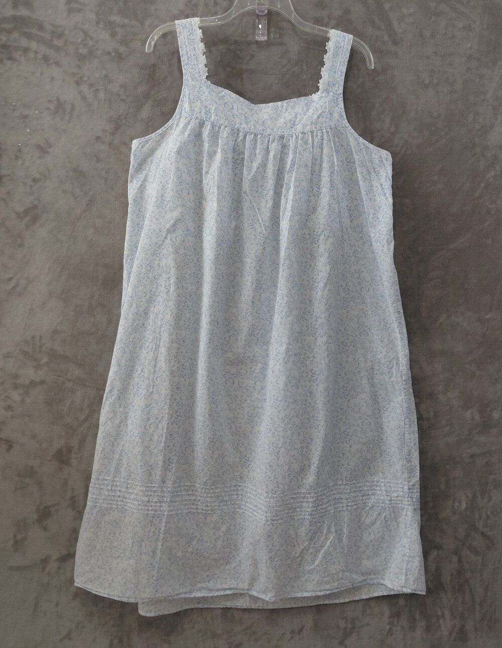 Eileen West Pintuck Nightgown Women's 1X Blue Dainty Cottagecore Cotton Ballet - Picture 4 of 8